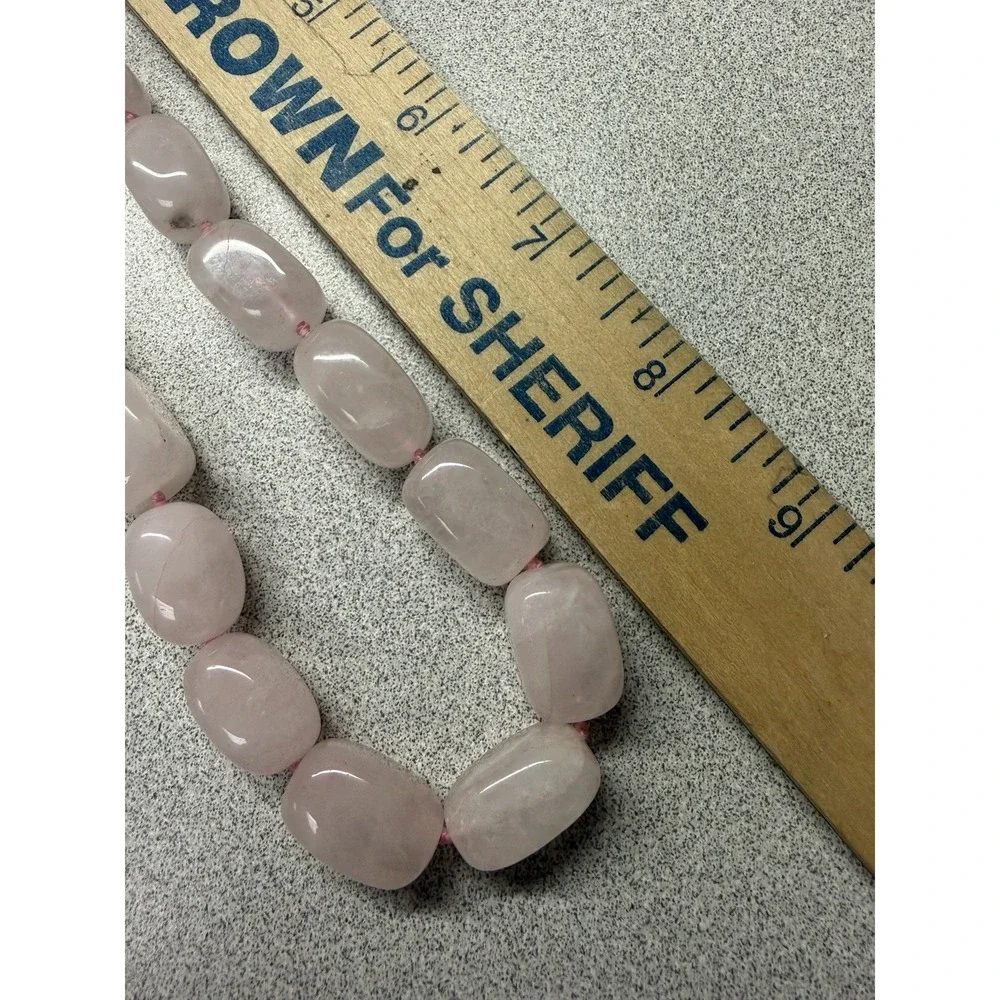 Rose Quartz Chunky Beaded Hand Knotted Necklace 18